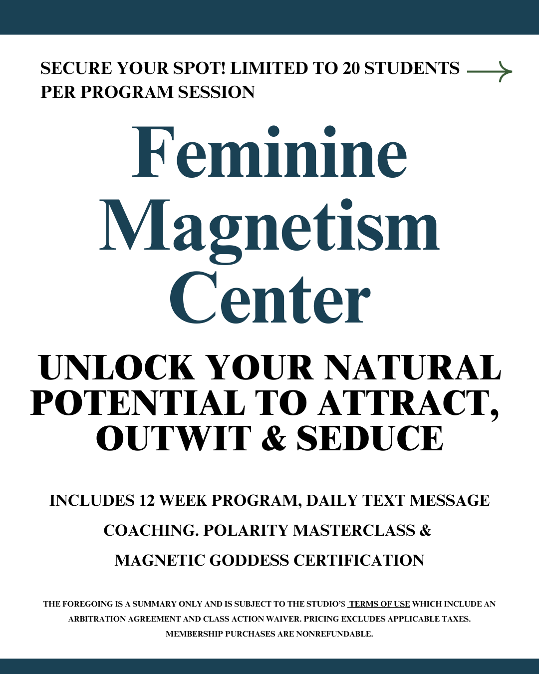 Feminine Magnetism Center - Save 20%