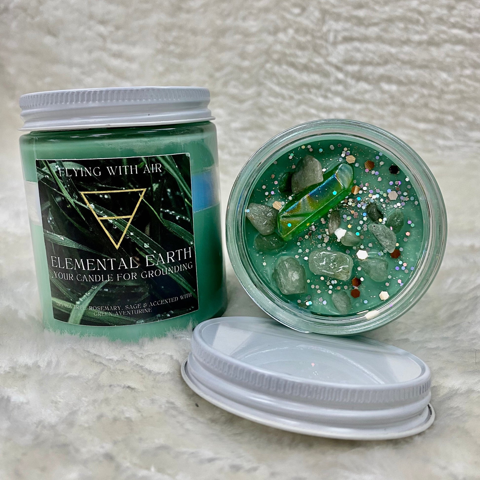 Earth element crystal candle