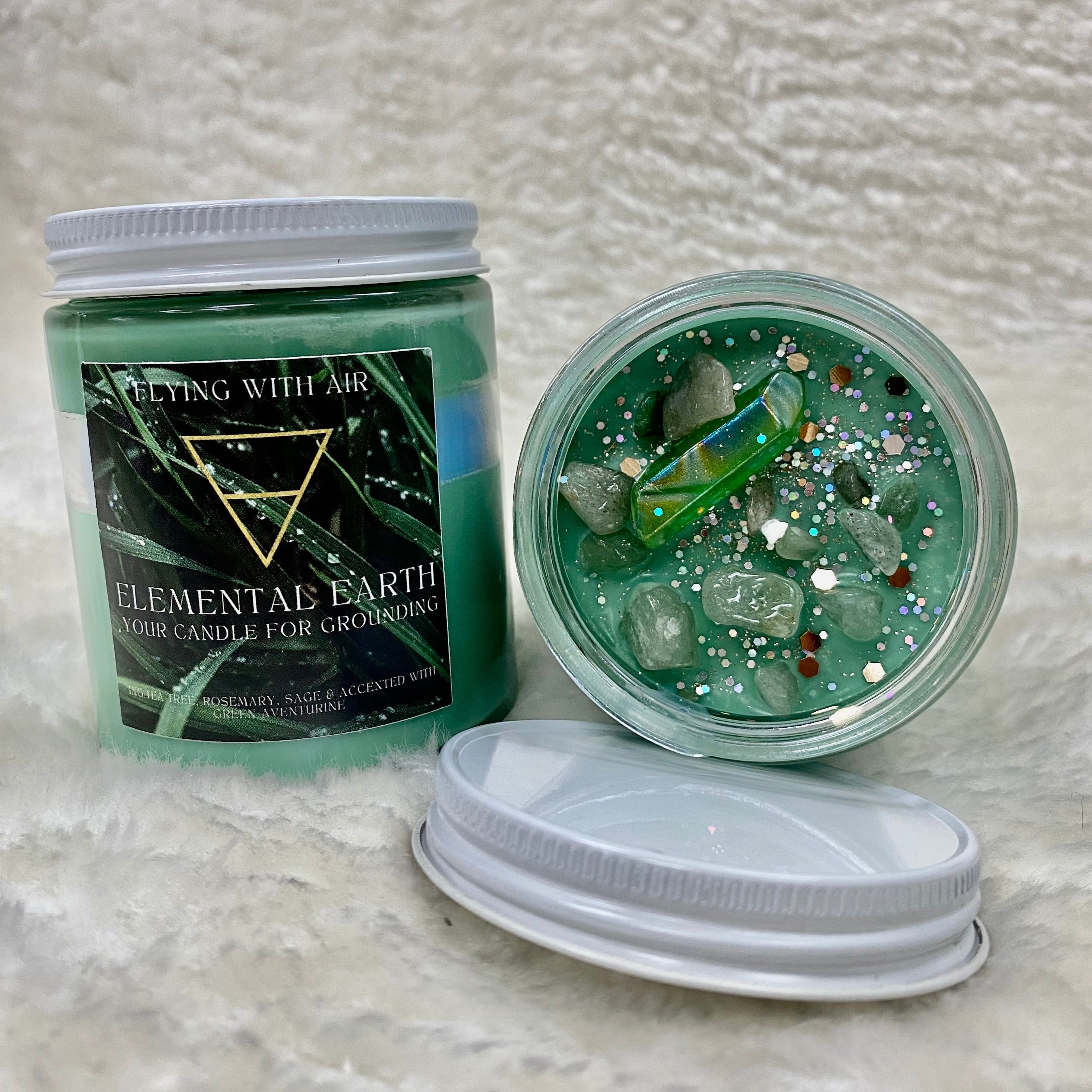 Earth element crystal candle