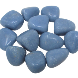 Angelite Polished Tumbled Crystal   Our amethyst has a soothing blue coloring to the stone. Each stone weighs approximately 7-12g. The size and shape may vary. If smaller shape, we may include multiple pieces to meet mid-gram level.  What does it do? Angelite is a stone of communication to spirit guides.