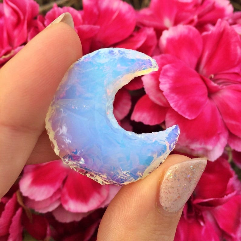 Opal Polished Crystal Moon Shape